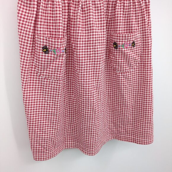 Red Gingham 3T Dress w/‎ Bee & Floral Embroidery Picnic Church by Specialty Kids - Picture 4 of 7